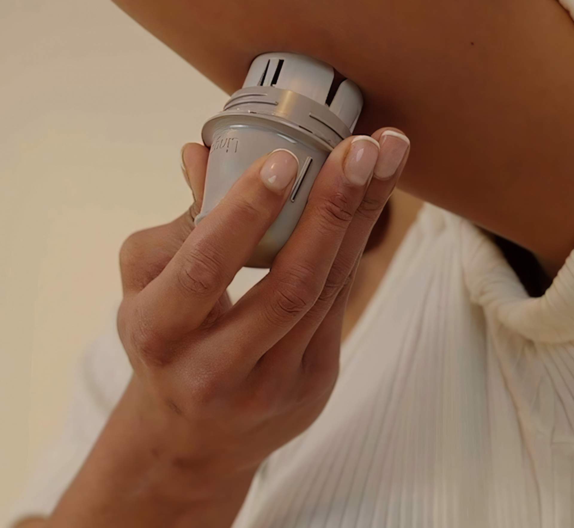 person putting in biosensor