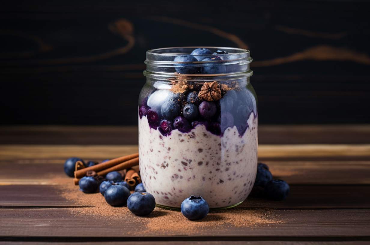 Easy protein-packed cinnamon blueberry overnight oats recipe 