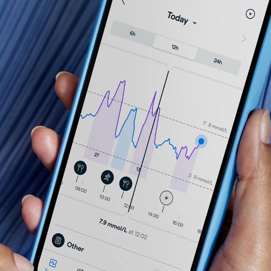 Phone screen showing glucose levels on the Lingo app 