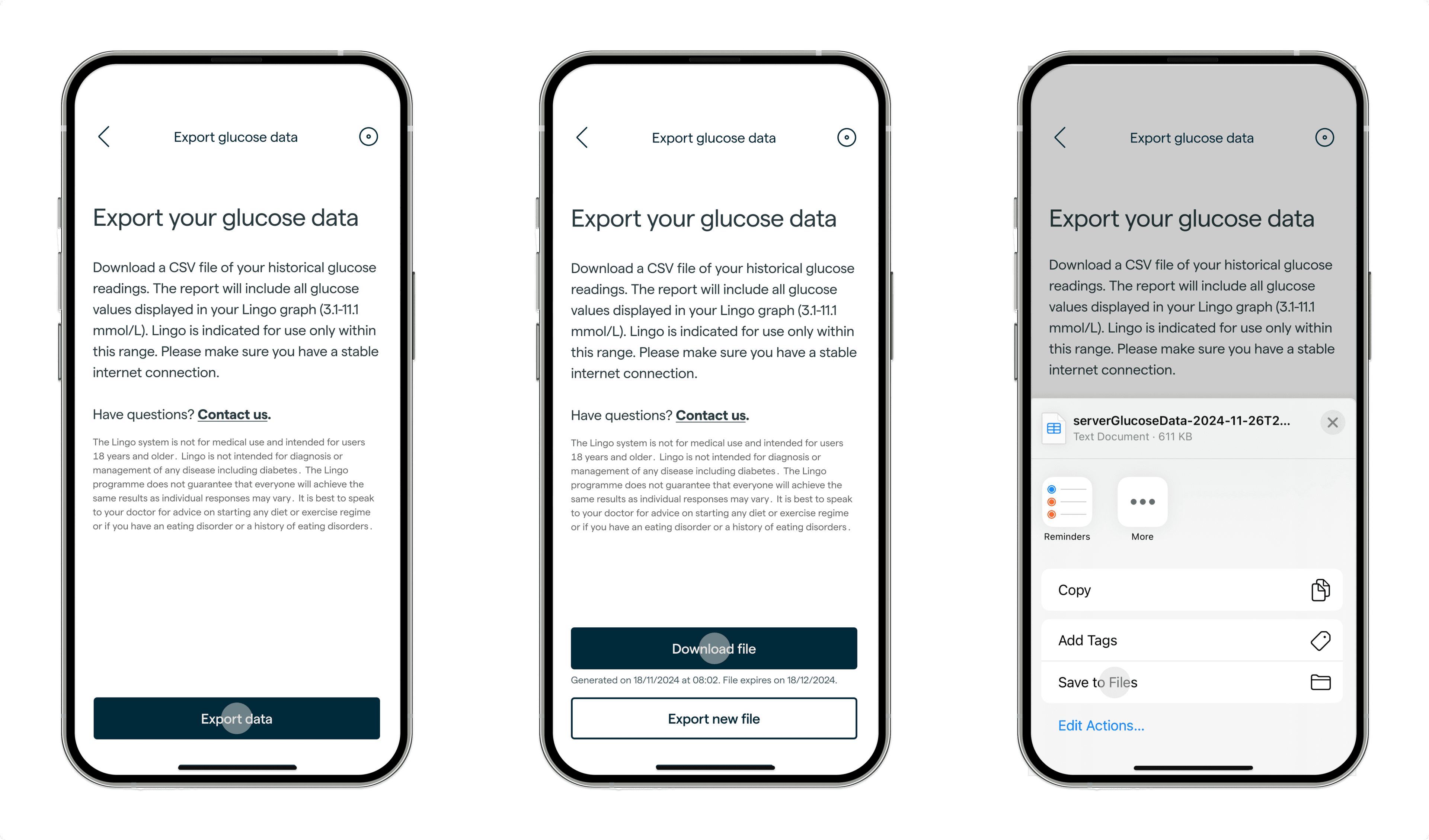 How to export your Lingo glucose data