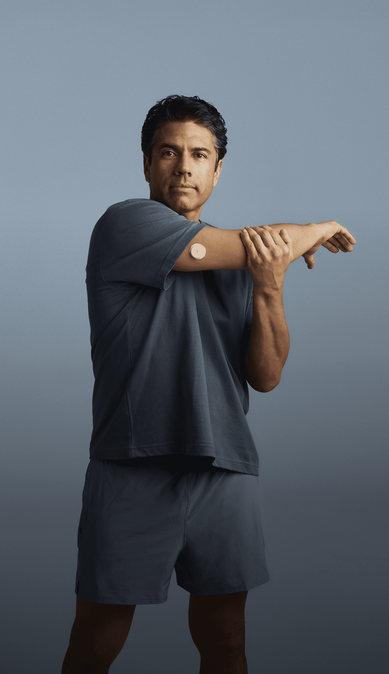 Man stretching showing his Lingo biosensor