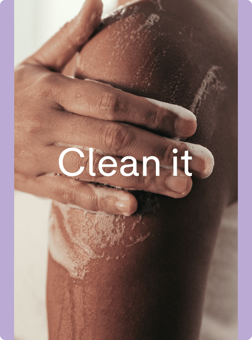 A person soaping up their arm