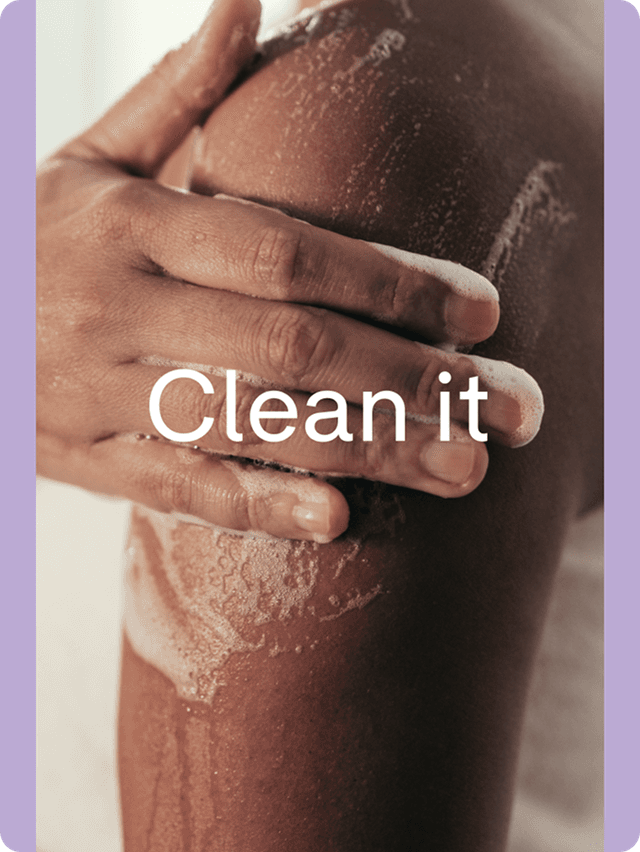 A person soaping up their arm