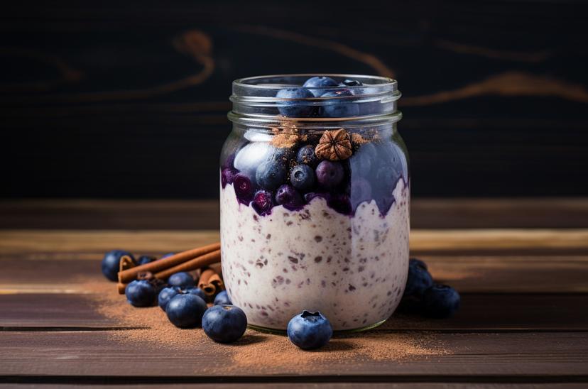 Image for Easy protein-packed cinnamon blueberry overnight oats recipe 