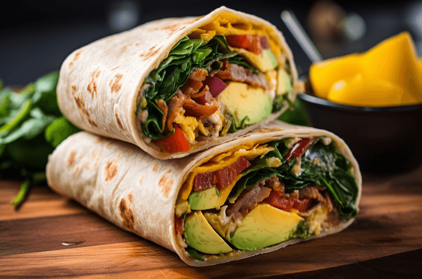Image for Start your day off right with this bacon and eggs breakfast wrap recipe