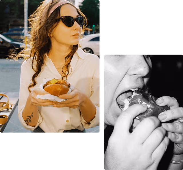 Women eating burgers