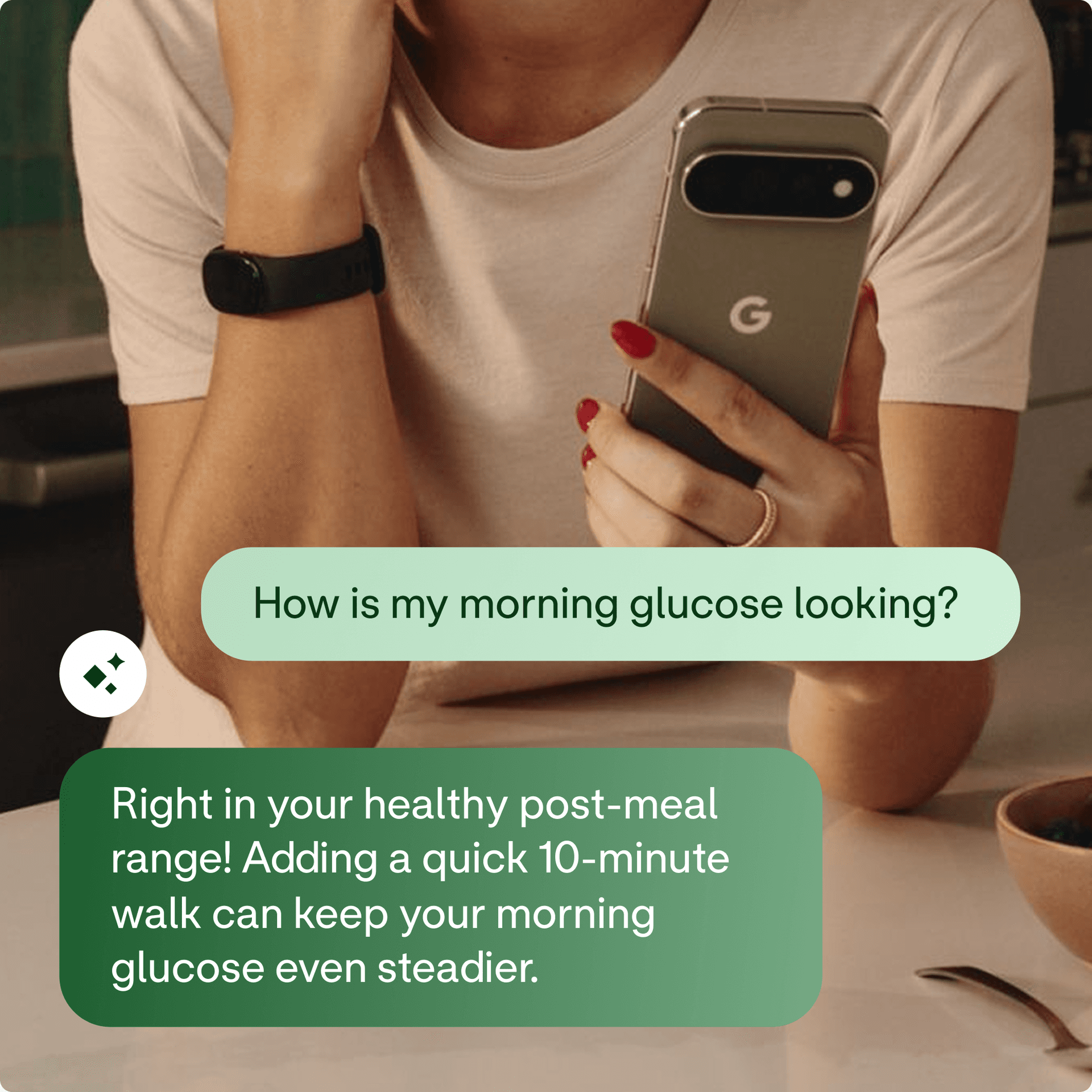 A women sitting down to look at her phone