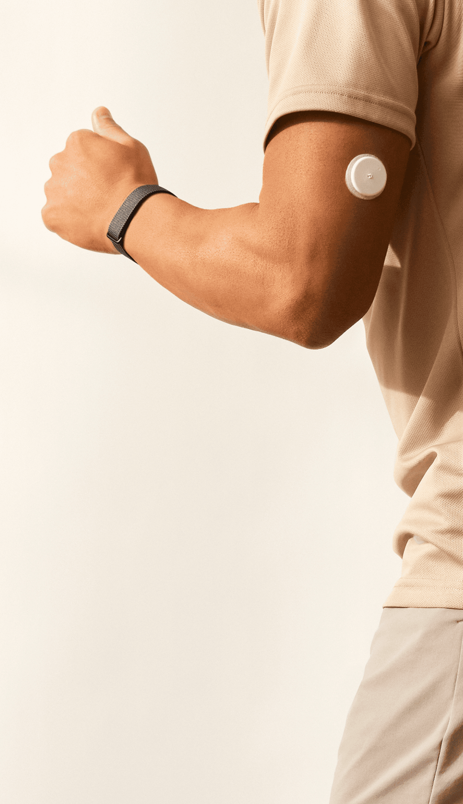 A man jogging while wearing a Lingo biosensor