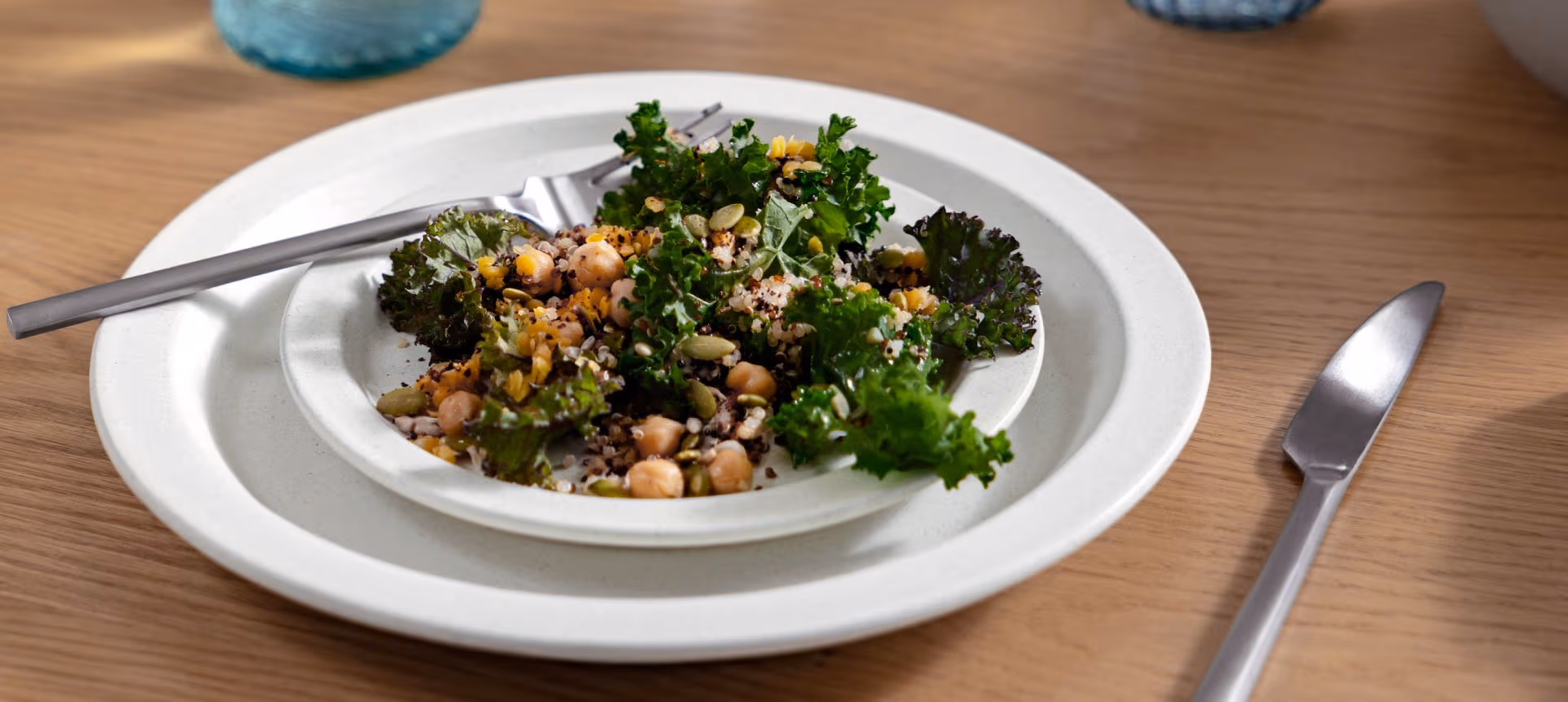 Plate of kale and chickpeas