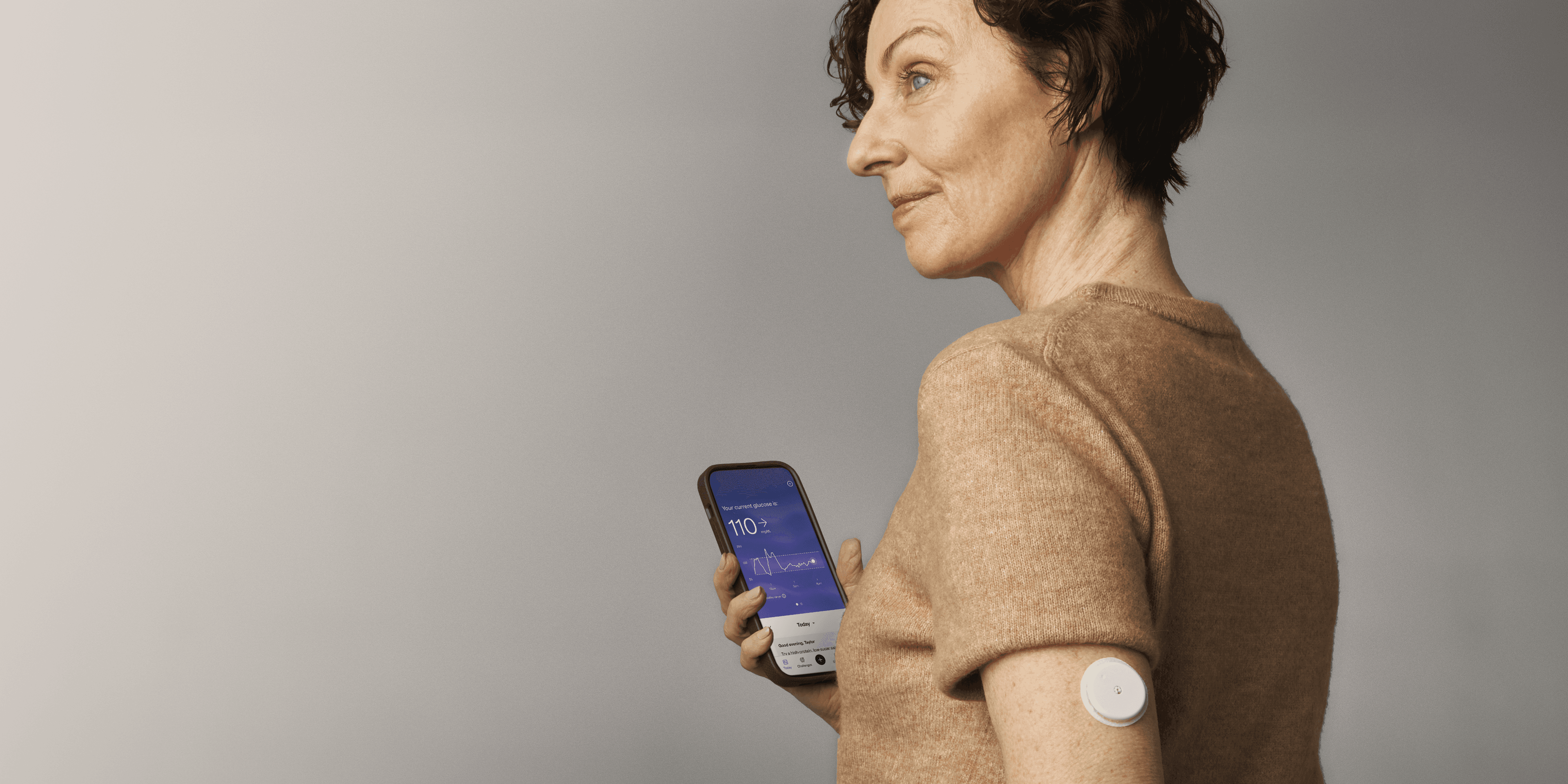 Woman wearing biosensor
