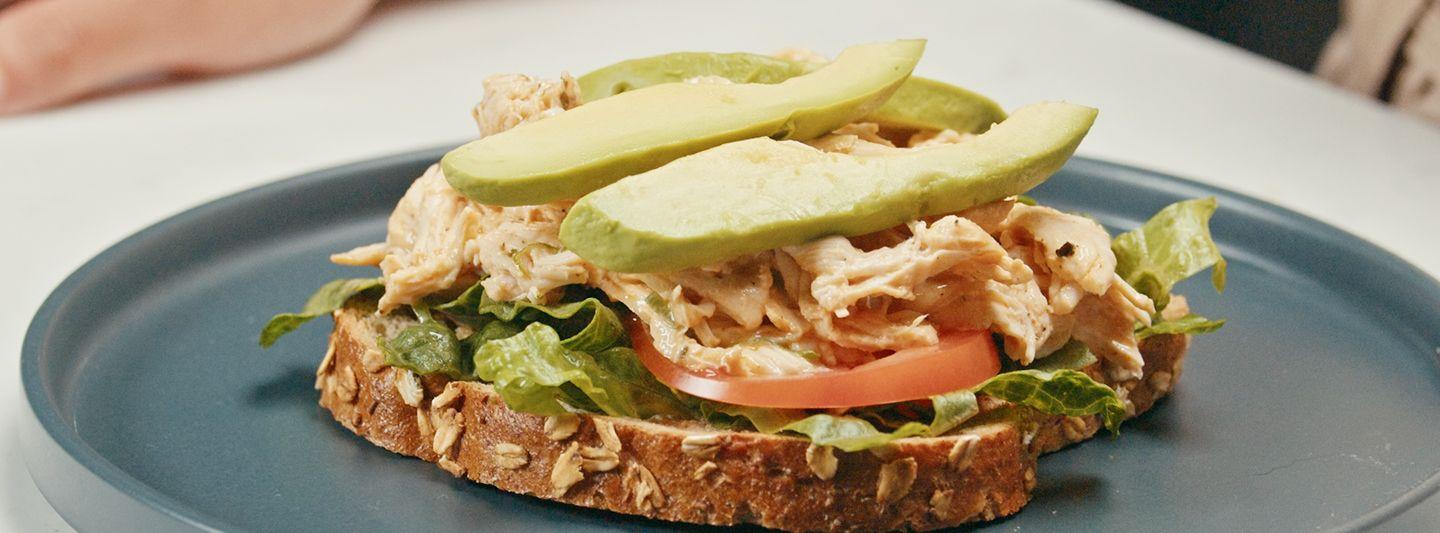 Tangy buffalo chicken salad sandwich