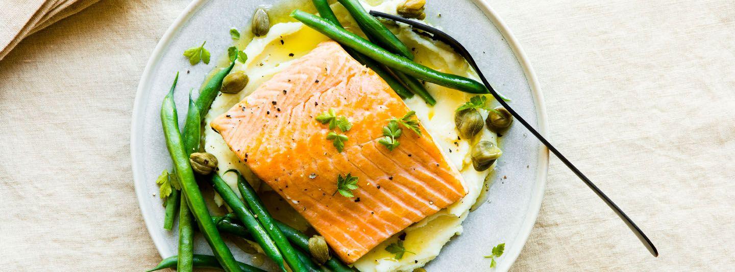 Plate of salmon and beans