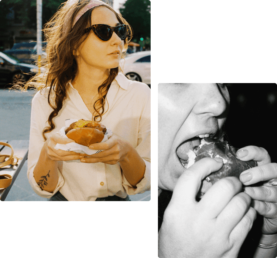 Women eating burgers