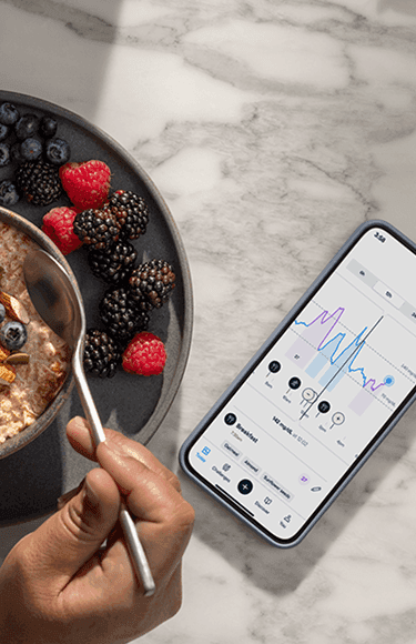 Person eating breakfast food with the Lingo app