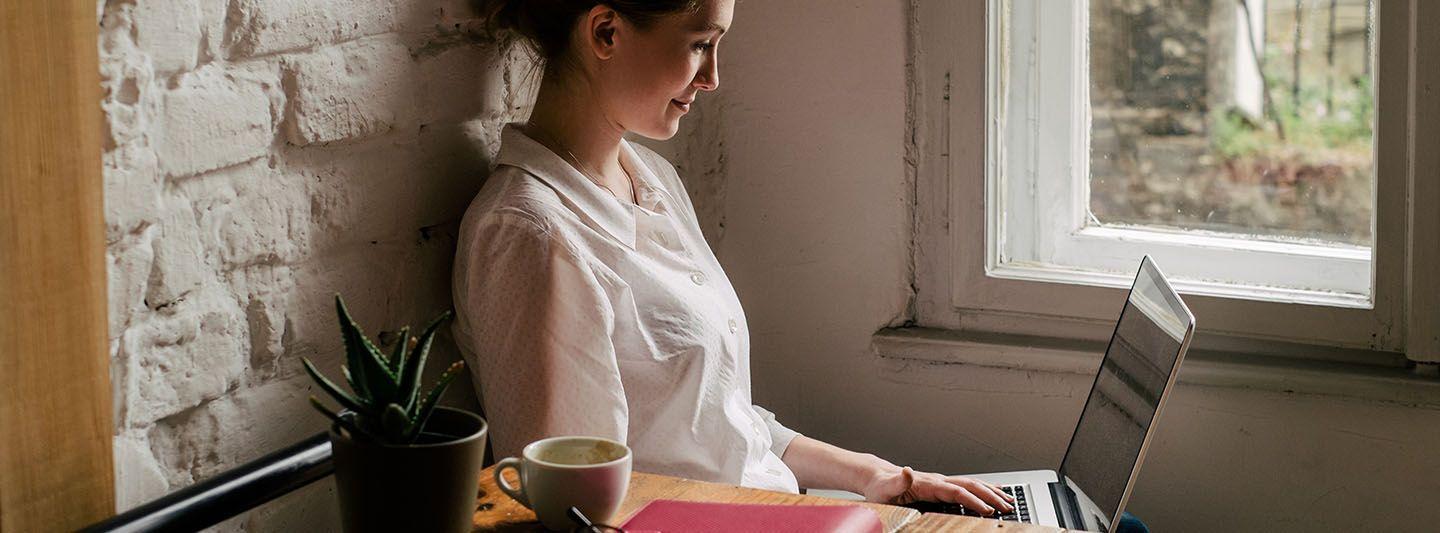 Woman working on a laptop