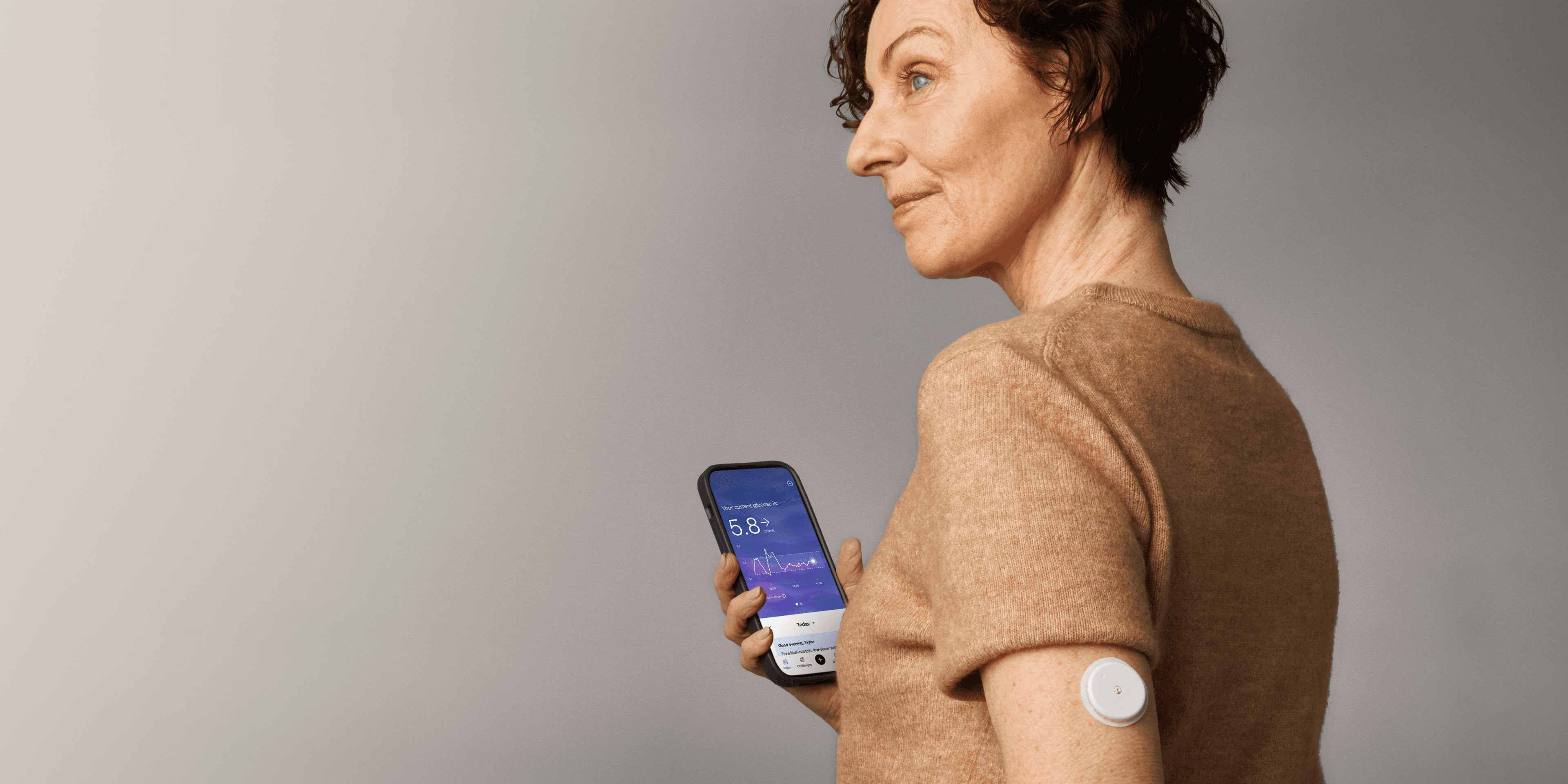 Woman wearing biosensor